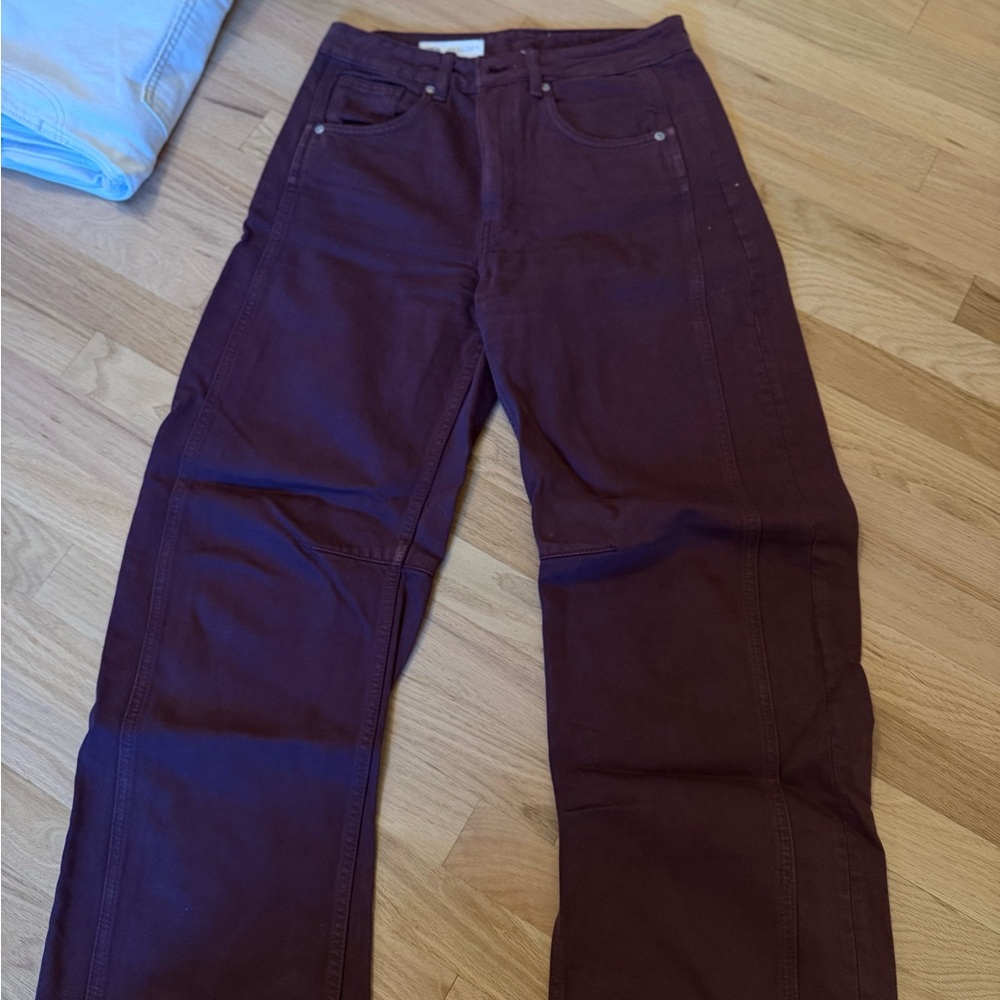 Zara Dark Burgundy Wide-Leg Pants